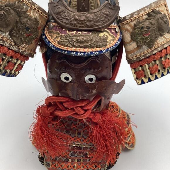 Vintage Japanese Samurai Doll with Kabuto Helmet Showa Era 9”Figure - Picture 8 of 13